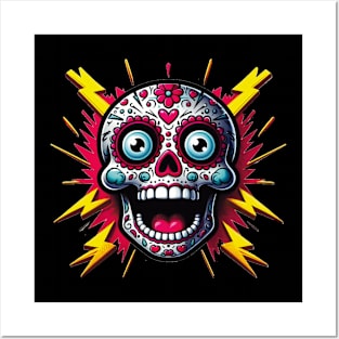 Sugar Skull Art - Feeling Electric on the Day of the Dead Posters and Art